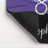 Lila, weißer und schwarzer Damast Mousepad (Ecke)