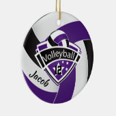 Lila, weißer und schwarzer Volleyball Keramik Ornament (Rechts)