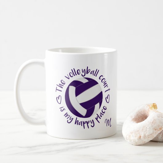 lila, weißer Volleyballplatz Kaffeetasse (Mit Donut)