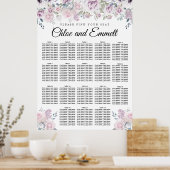 Lila, weißes 18-Tisch-Sitzdiagramm Poster (Küche)