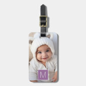 Lila Weißes 1 Fotoleiterkollage für benutzerdefini Gepäckanhänger (Vorderseite vertikal)