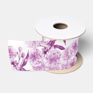Lila weißes Band Frühlingsblüte Watercolor Satinband