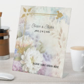 Lila weißes Blumendesign Unterschreiben Unser Gäst Sockelschild (In Situ)