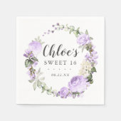 Lila Weißes Blumenkraut Süß 16 Party Serviette (Vorderseite)