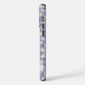 Lila, weißes Blumenmuster mit individuellem Violet iPhone Hülle (Linke Seite)