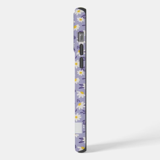 Lila, weißes Blumenmuster mit individuellem Violet iPhone Hülle (Linke Seite)