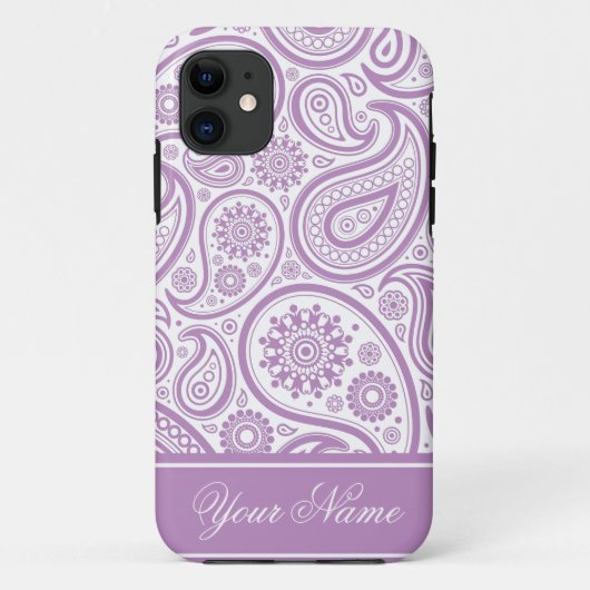 Lila weißes Blumenpaisley-Muster Case-Mate iPhone Hülle (Rückseite)