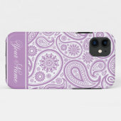 Lila weißes Blumenpaisley-Muster Case-Mate iPhone Hülle (Rückseite (Horizontal))