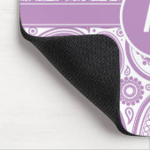 Lila weißes Blumenpaisley-Muster Mousepad (Ecke)
