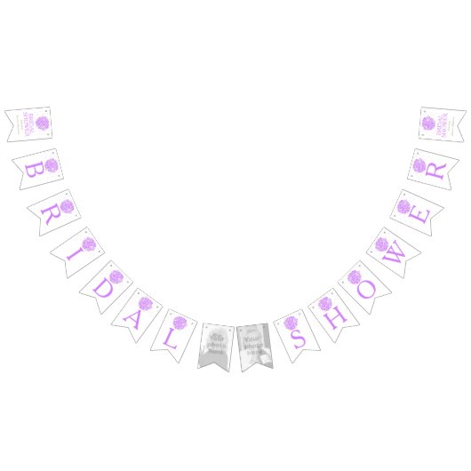 Lila weißes Brautparty Foto Wimpelkette (Alle)