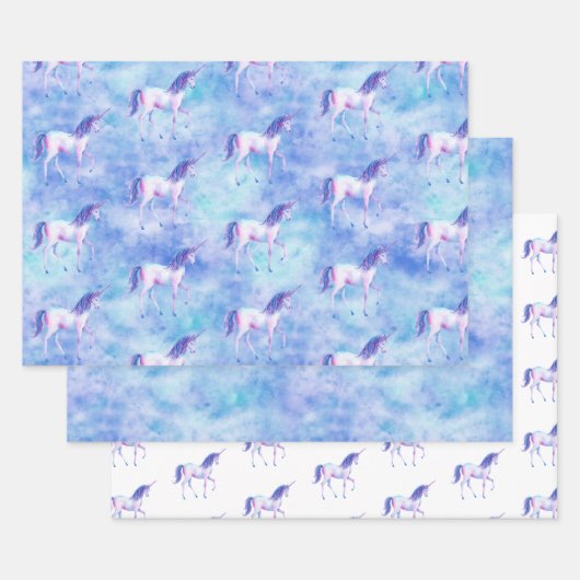 Lila Weißes Einhorn Geschenkpapier Set (Set)