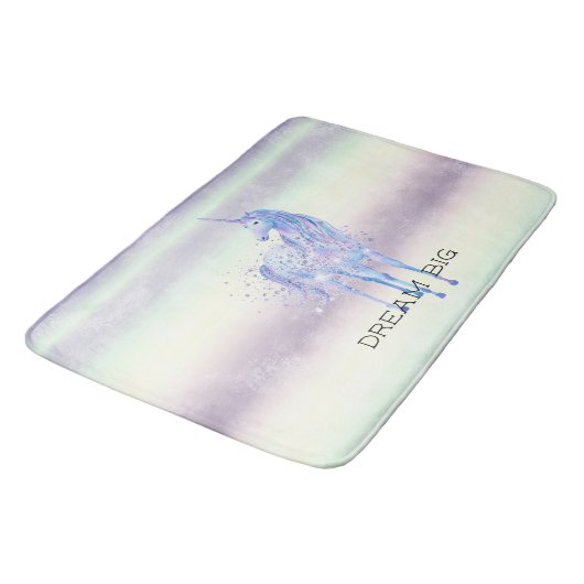 Lila Weißes Einhorn Glitzer Traumstrecke Airolo -  Badematte (Schrägansicht)