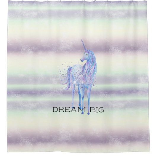 Lila Weißes Einhorn Glitzer Traumstrecke Airolo - Duschvorhang (Vorderseite)