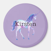 Lila Weißes Einhorn Magnet (Vorne)