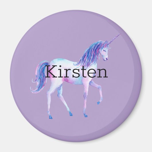 Lila Weißes Einhorn Magnet (Vorne)