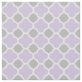 Lila weißes graues Quatrefoil Muster Stoff (Nahaufnahme)