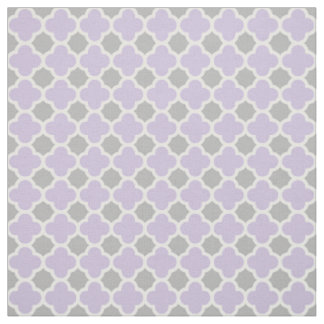 Lila weißes graues Quatrefoil Muster Stoff