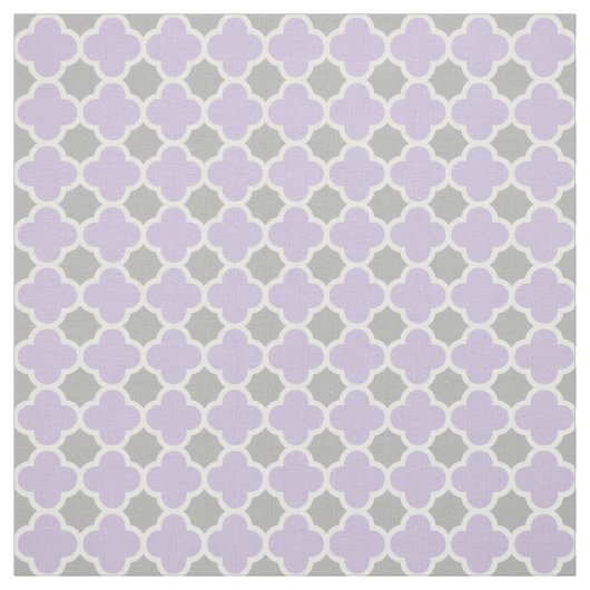 Lila weißes graues Quatrefoil Muster Stoff (Muster)
