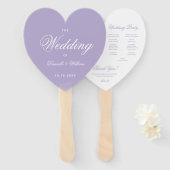 Lila Weißes Hochzeitsprogramm im Herzen mit Schrif Fächer (Vorne und Hinten)