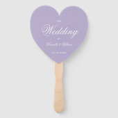 Lila Weißes Hochzeitsprogramm im Herzen mit Schrif Fächer (Vorderseite)