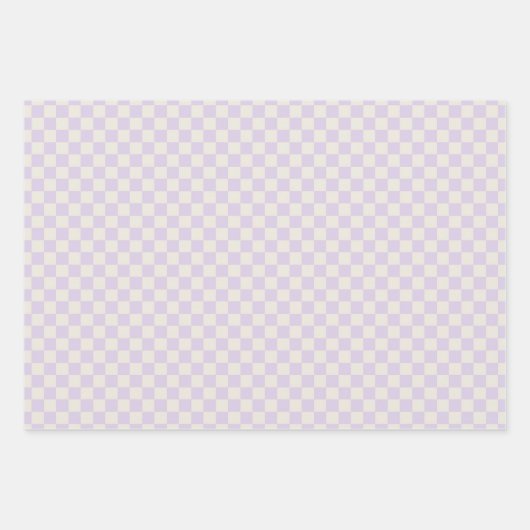 Lila, weißes Kariertes klassisches Licht Geschenkpapier Set (Vorderseite 2)