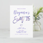 Lila weißes Marmor Chic Glam Sweet 16 Party Einladung (Stehend Vorderseite)