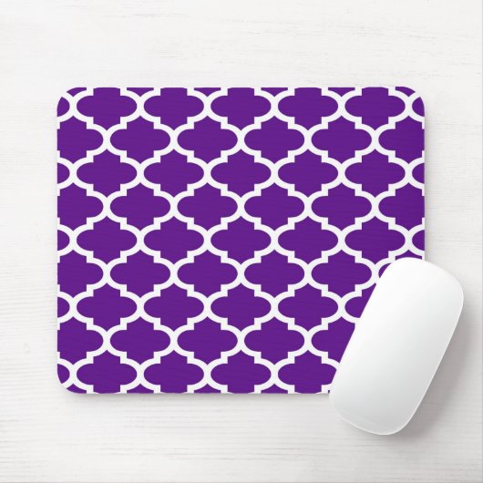 Lila weißes marokkanisches Quatrefoil Trellis Must Mousepad (Mit Mouse)