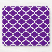 Lila weißes marokkanisches Quatrefoil Trellis Must Mousepad (Vorne)
