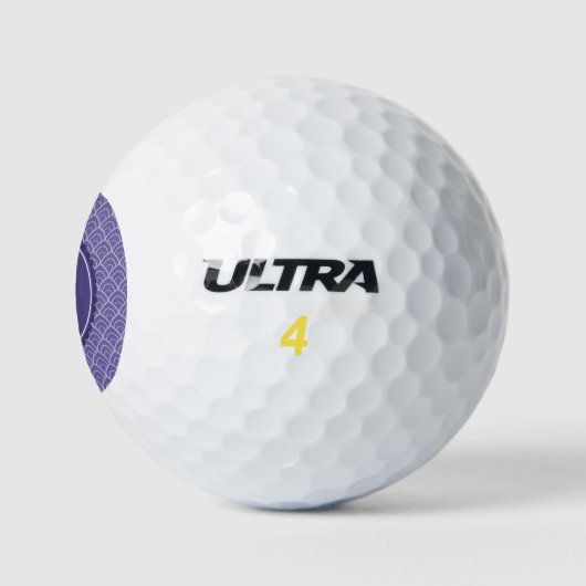Lila weißes Monogramm Muster Golfball (Logo)