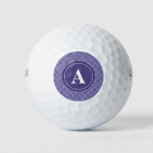 Lila weißes Monogramm Muster Golfball (Vorderseite)