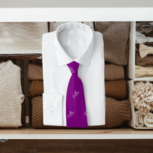Lila, weißes Namensbild Krawatte