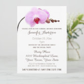 Lila weißes Orchid-Brautparty Einladung (Stehend Vorderseite)