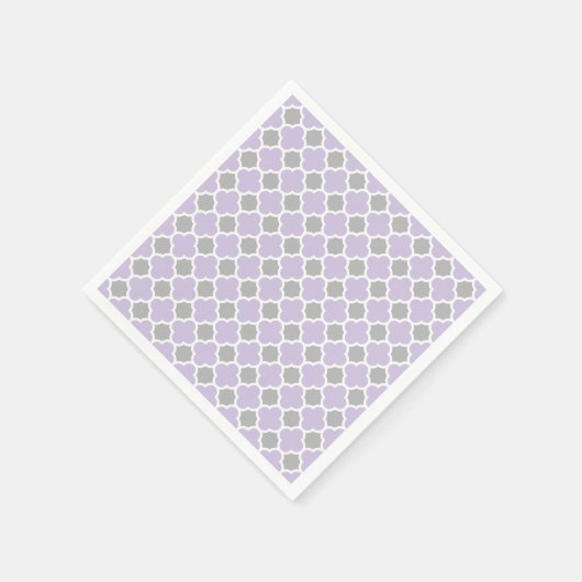 Lila, weißes Quatrefolienmuster Serviette (Ecke)