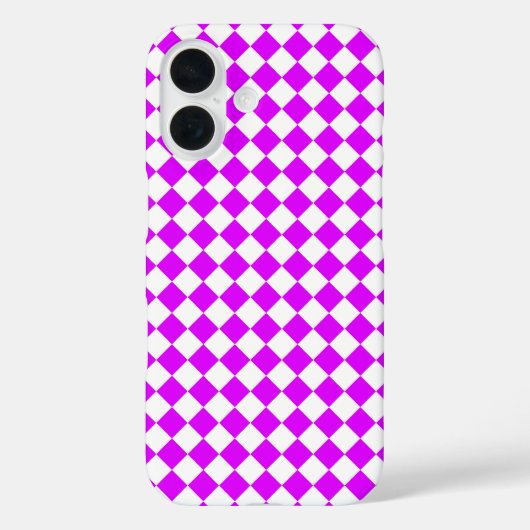 Lila weißes Schachbrett Diamantmuster Case-Mate iPhone Hülle (Rückseite)