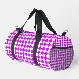 Lila weißes Schachbrett Diamantmuster Duffle Bag