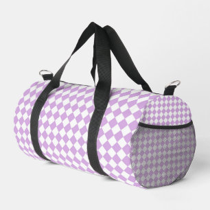 Lila weißes Schachbrett Diamantmuster Duffle Bag