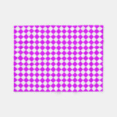Lila weißes Schachbrett Diamantmuster Fleecedecke (Vorderseite (Horizontal))