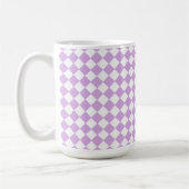 Lila weißes Schachbrett Diamantmuster Kaffeetasse (Links)