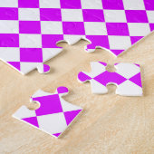 Lila weißes Schachbrett Diamantmuster Puzzle (Seite)