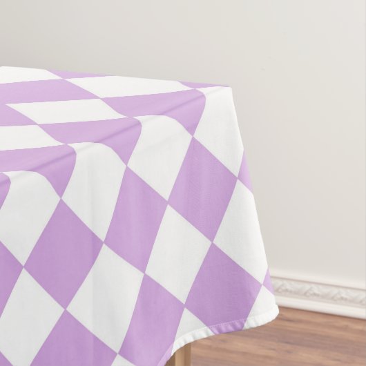 Lila weißes Schachbrett Diamantmuster Tischdecke (Beispiel)