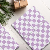 Lila weißes Schachbrett Geschenkpapier Set