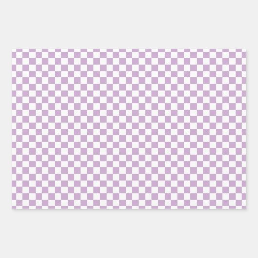 Lila weißes Schachbrett Geschenkpapier Set (Vorderseite 3)