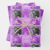Lila Weißes Schneefake Minimalistisches Foto Weihn Geschenkpapier Set (Beispiel)