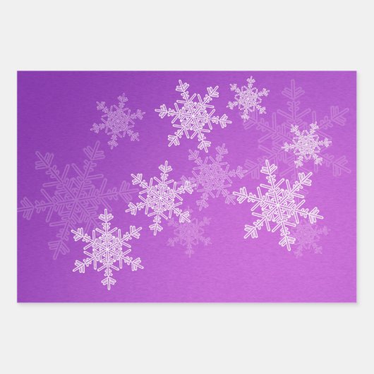 Lila Weißes Schneefake Minimalistisches Foto Weihn Geschenkpapier Set (Vorderseite 3)