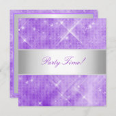 Lila weißes Silber beleuchtet Party Einladung (Vorne/Hinten)