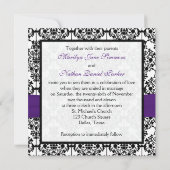 Lila, weißes und schwarzes Damast-Quadrat laden II Einladung (Rückseite)