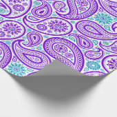 Lila, weißes und türkisfarbenes Palisander Geschenkpapier (Ecke)