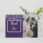 Lila- & Weißhanglicht Foto Dankeskarte (Stehend Vorderseite)