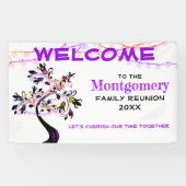 Lila Welcome Family Wiedersehen Tree Lights Banner (Horizontal)