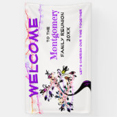 Lila Welcome Family Wiedersehen Tree Lights Banner (Vertikal)